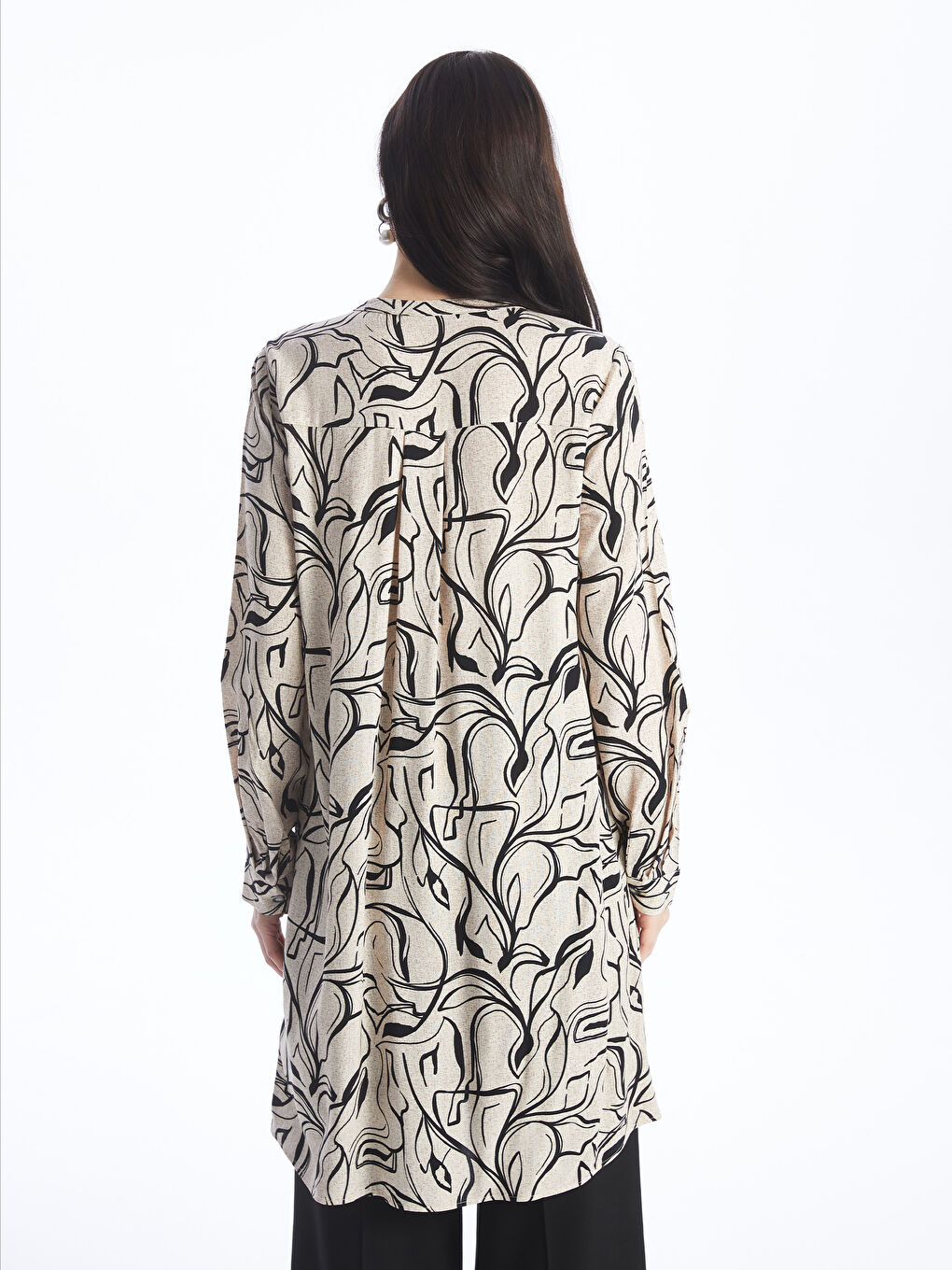Crew Neck Patterned Women's Tunic -S46526Z8-SW5