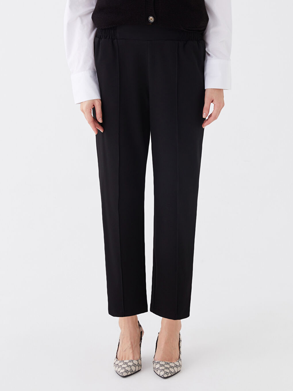 Elastic Waist Comfortable Fit Women's Trousers -S46529Z8-CVL