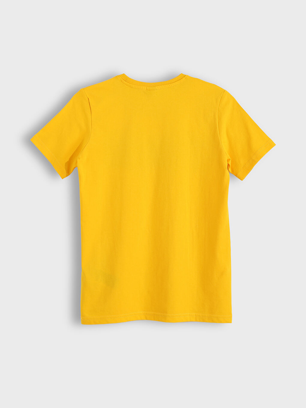 Sarı Bisiklet Yaka Baskılı Kısa Kollu Erkek Çocuk Tişört-1