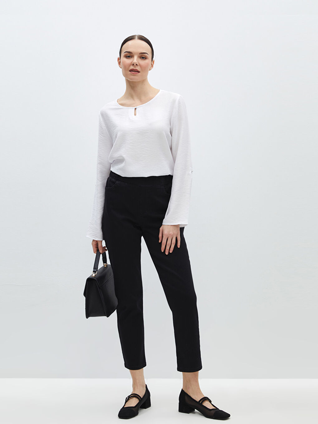 Straight Fit Women's Denim Trousers -S46554Z8-HUC