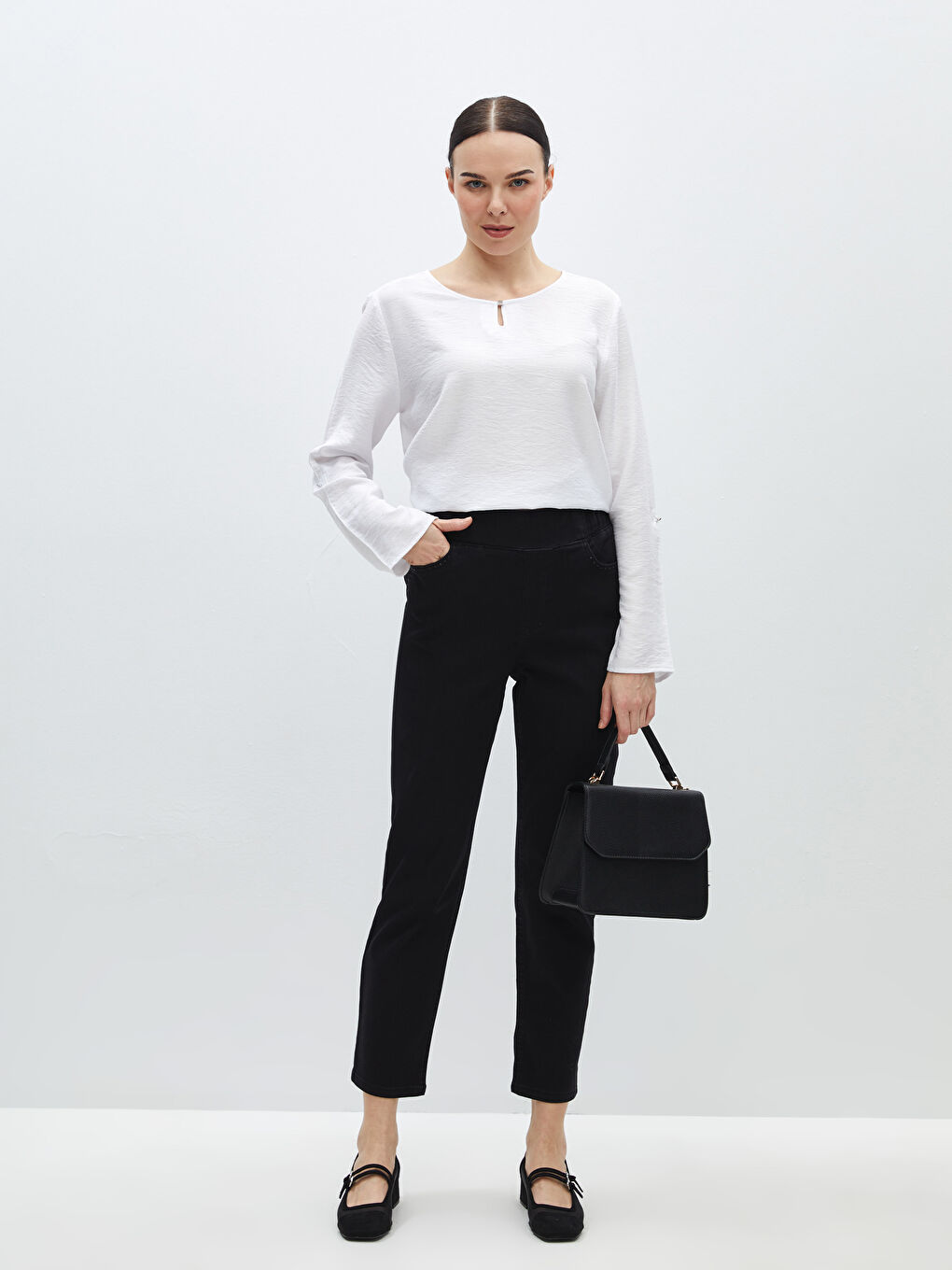 Straight Fit Women's Denim Trousers -S46554Z8-HUC