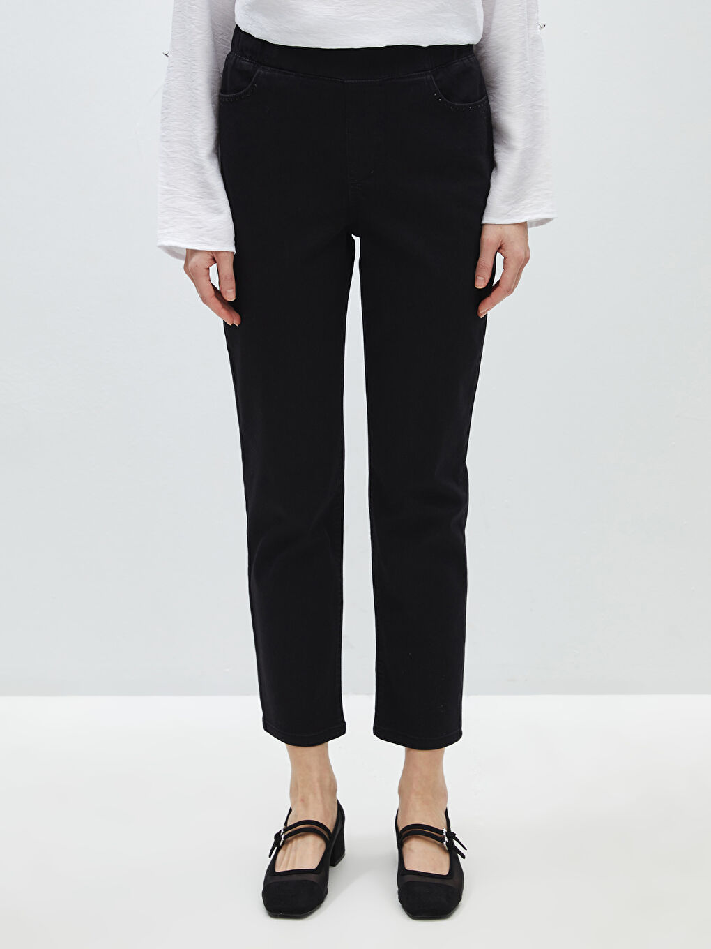 Straight Fit Women's Denim Trousers -S46554Z8-HUC