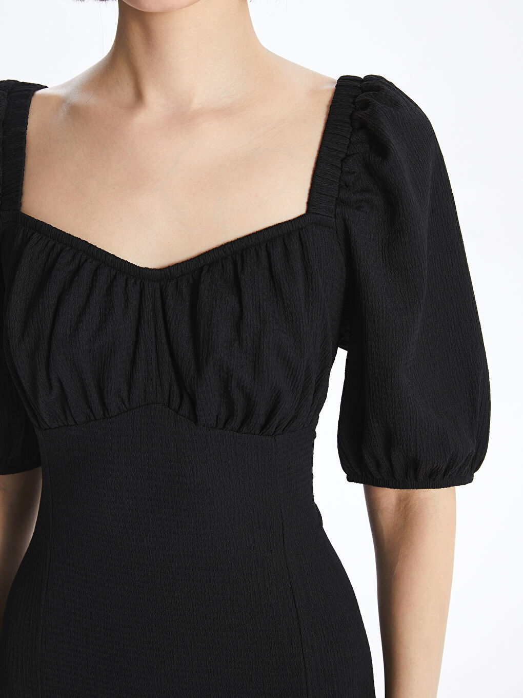 LCW Vision Sweetheart Neck Plain Short Sleeve Women's Dress -S46558Z8-CVL