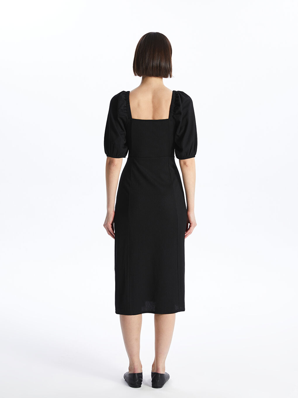 LCW Vision Sweetheart Neck Plain Short Sleeve Women's Dress -S46558Z8-CVL