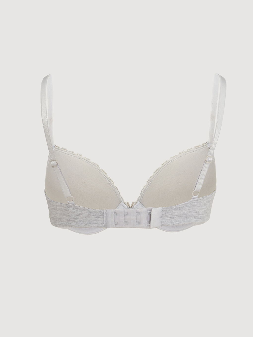 Gri Balenli Dolgusuz Dantel Detaylı Tişört Sütyen-1