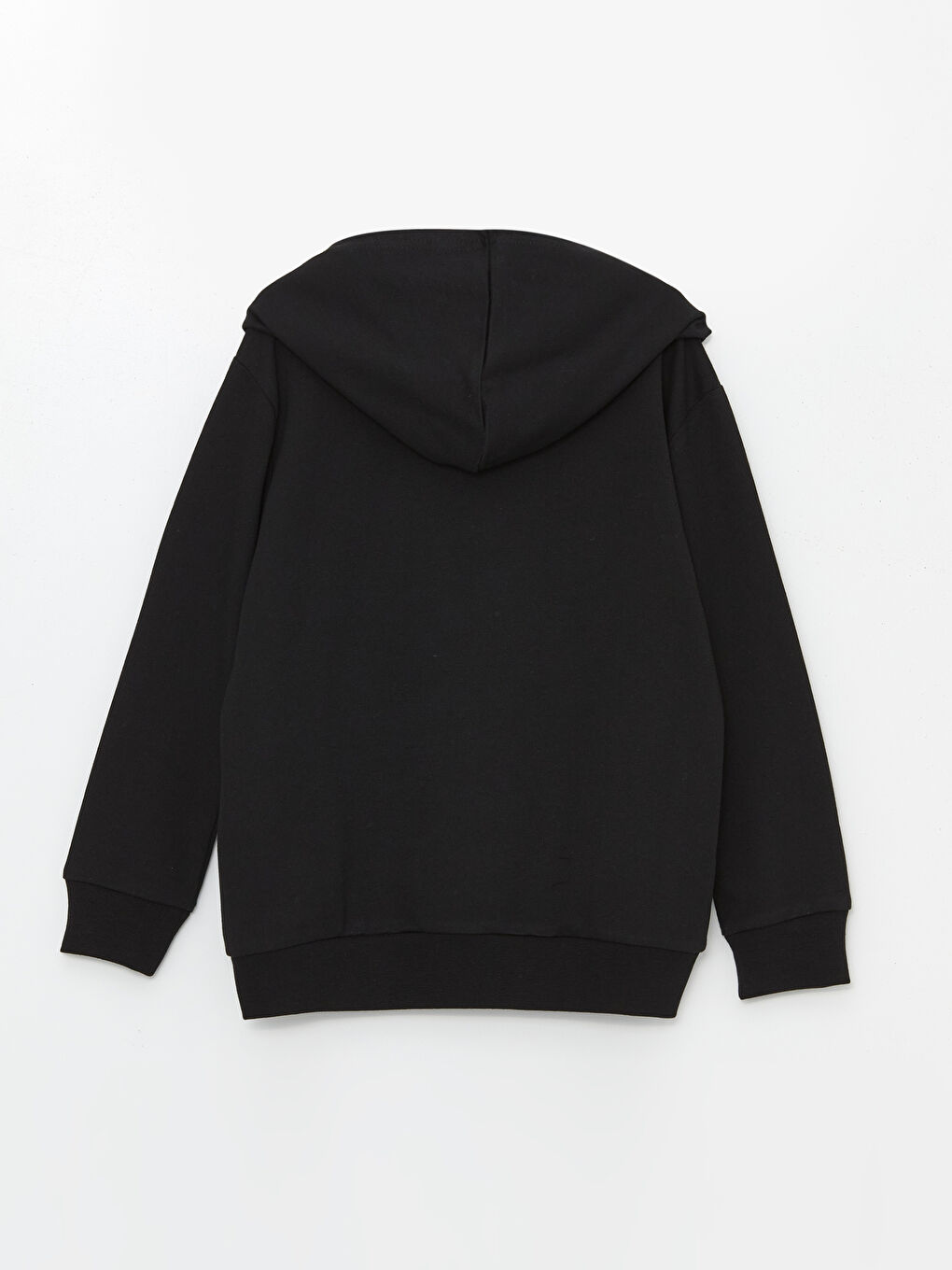 Siyah Rahat Kalıp Kapüşonlu Erkek Çocuk Fermuarlı Sweatshirt-1