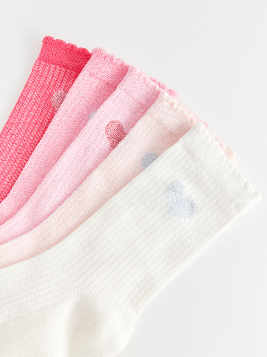 Ekru Desenli Kız Çocuk Soket Çorap 5'li-2