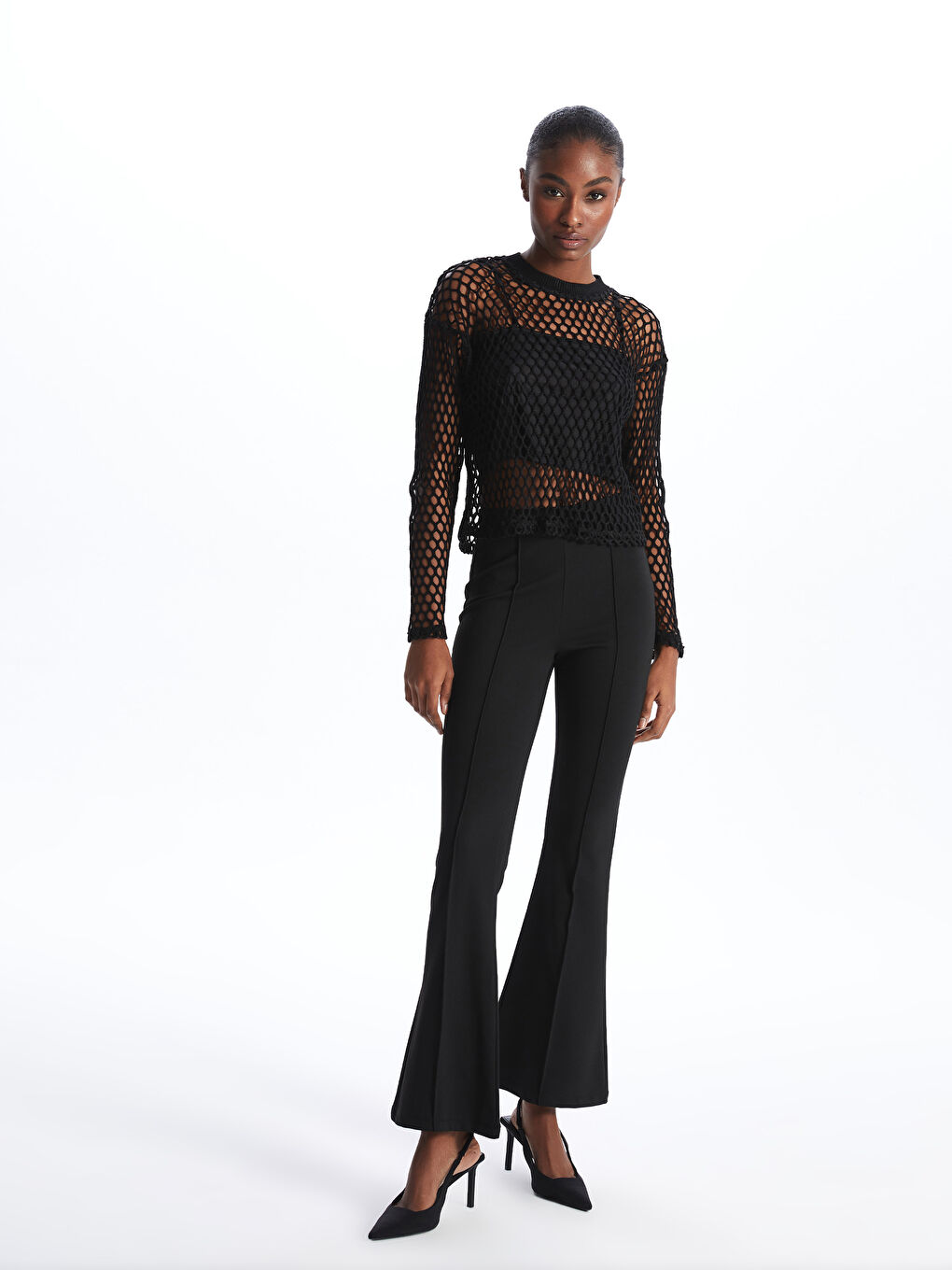 Elastic Waist Straight Flared Women's Leggings Trousers -S46618Z8-CVL