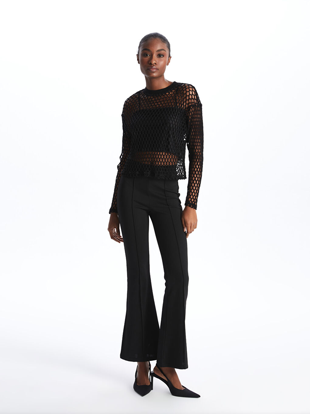 Elastic Waist Straight Flared Women's Leggings Trousers -S46618Z8-CVL