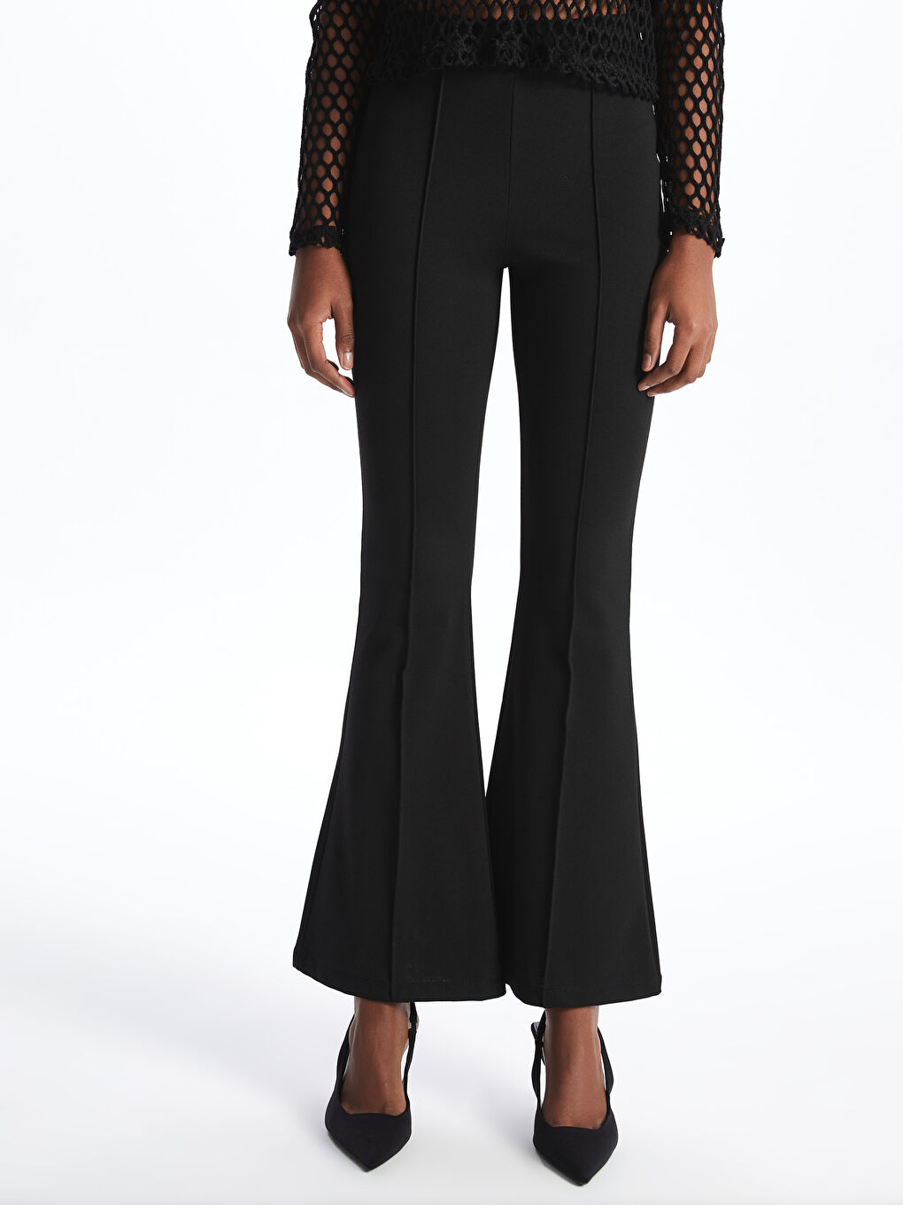Elastic Waist Straight Flared Women's Leggings Trousers -S46618Z8-CVL