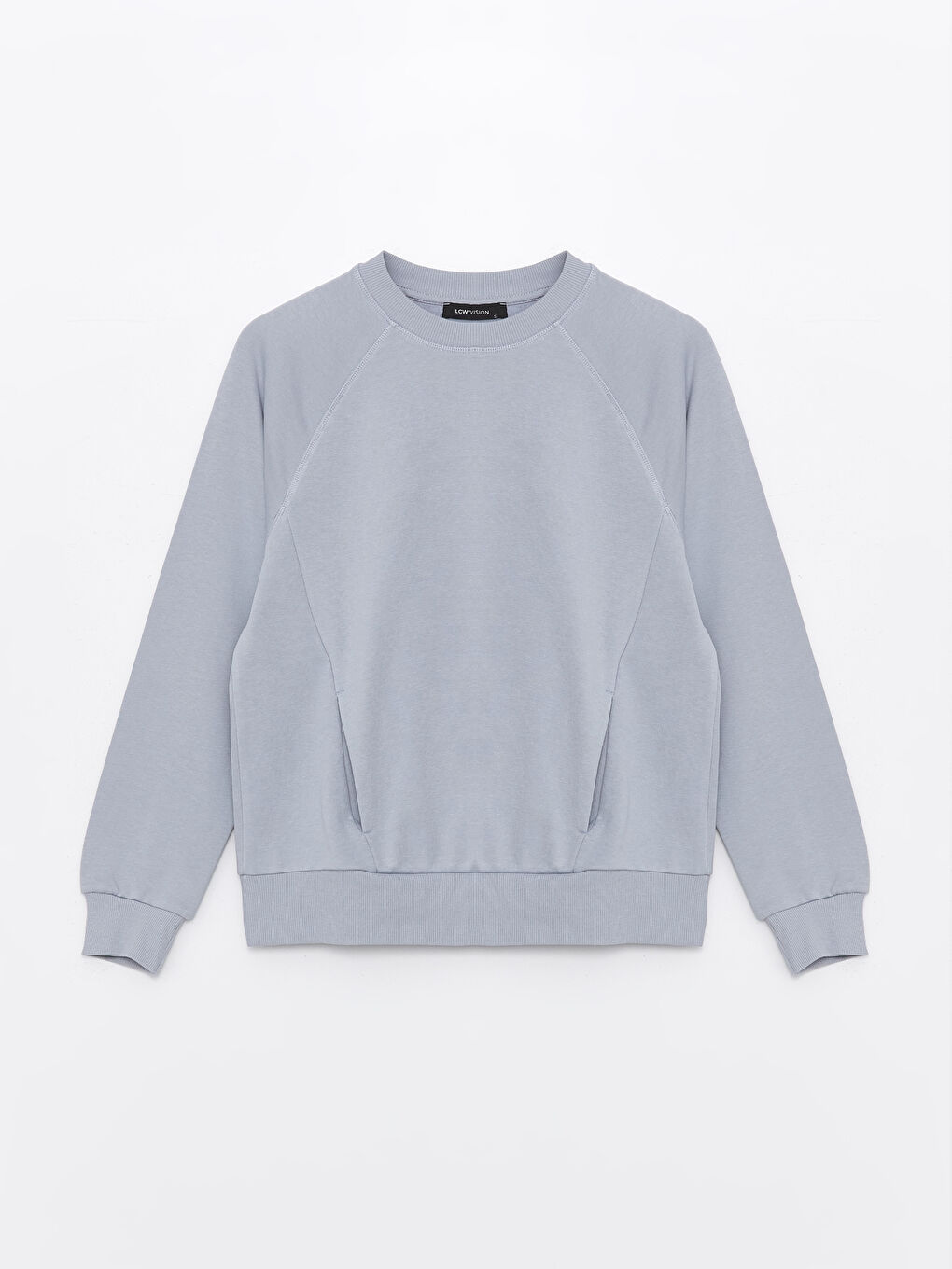 LCW Vision Mat Mavi Bisiklet Yaka Oversize Kadın Sweatshirt - 5