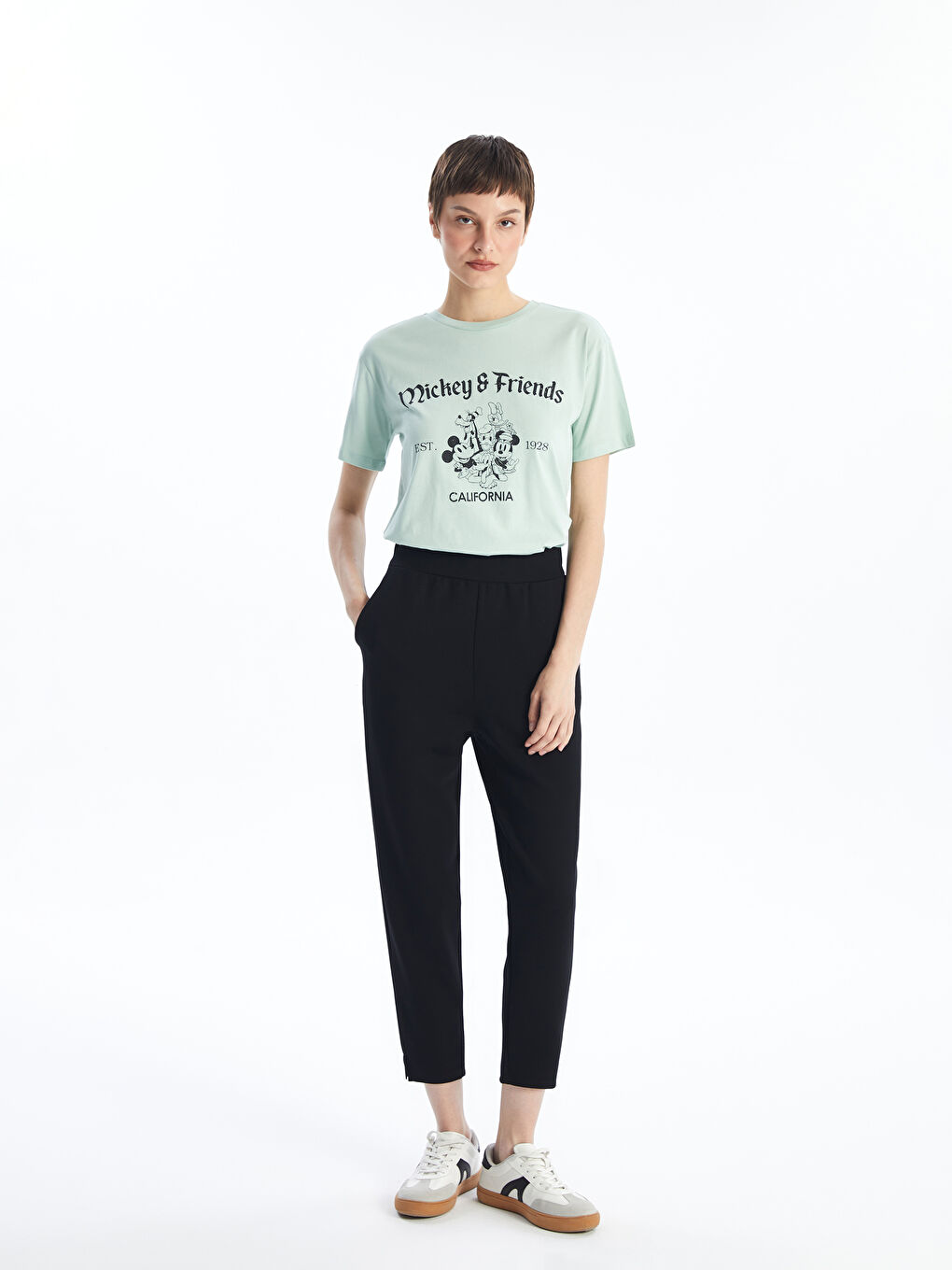 Siyah Kadın Beli Lastikli Düz Eşofman Altı