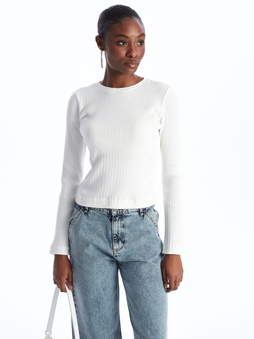Crew Neck Regular Long Sleeve Women's T-shirt -S46637Z8-R9J