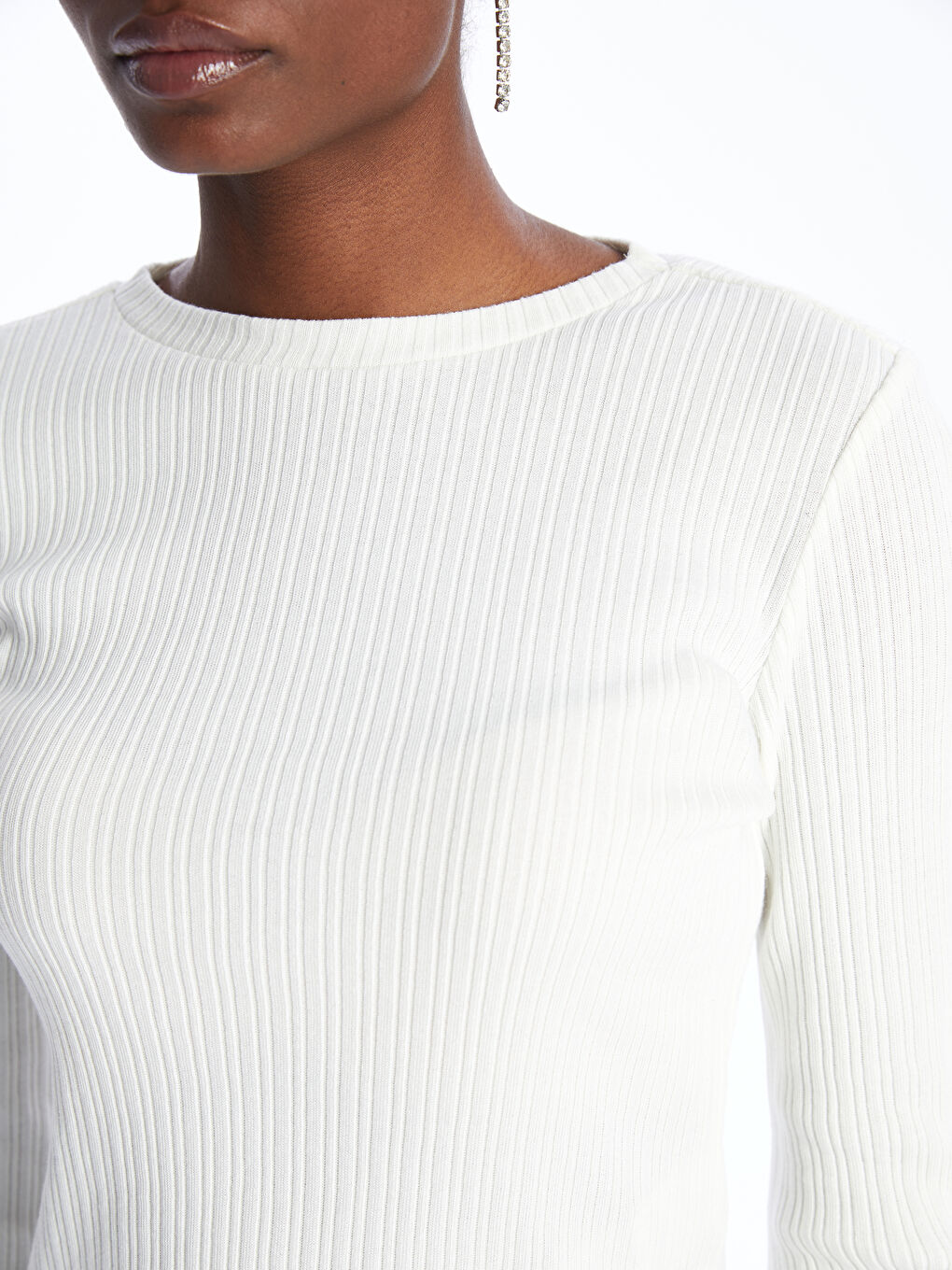 Crew Neck Regular Long Sleeve Women's T-shirt -S46637Z8-R9J