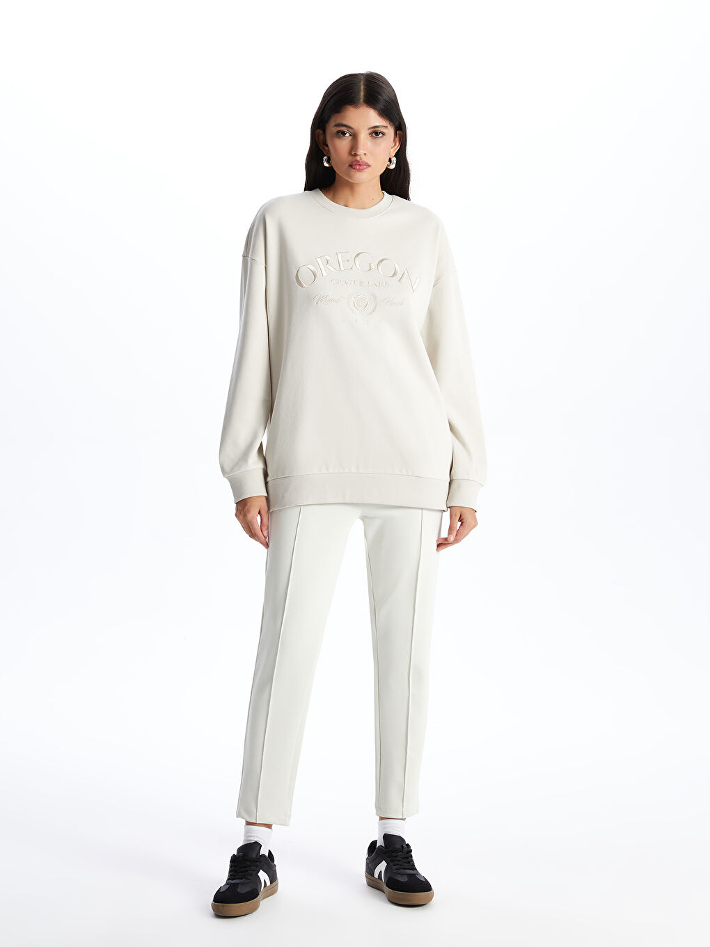 Elastic Waist Plain Interlock Women's Sweatpants -S46641Z8-VF5