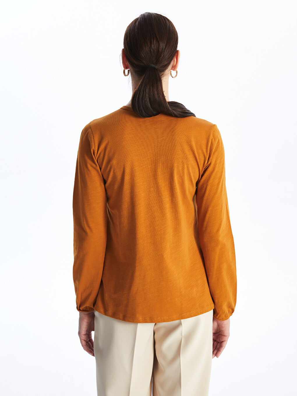 Crew Neck Embroidered Long Sleeve Women's Blouse -S46651Z8-H1V