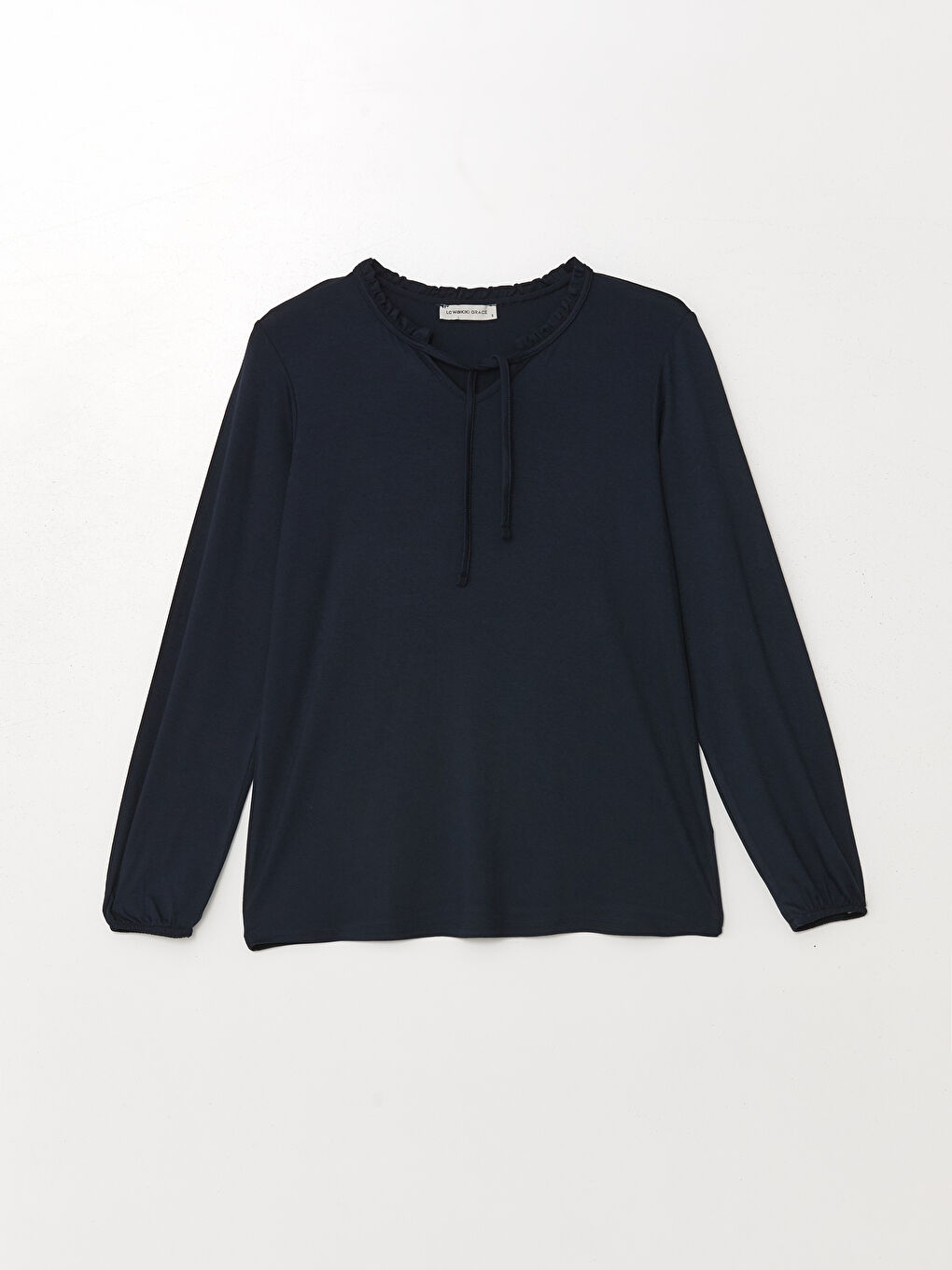 Tie Collar Straight Long Sleeve Women Blouse -S46676Z8-E1J