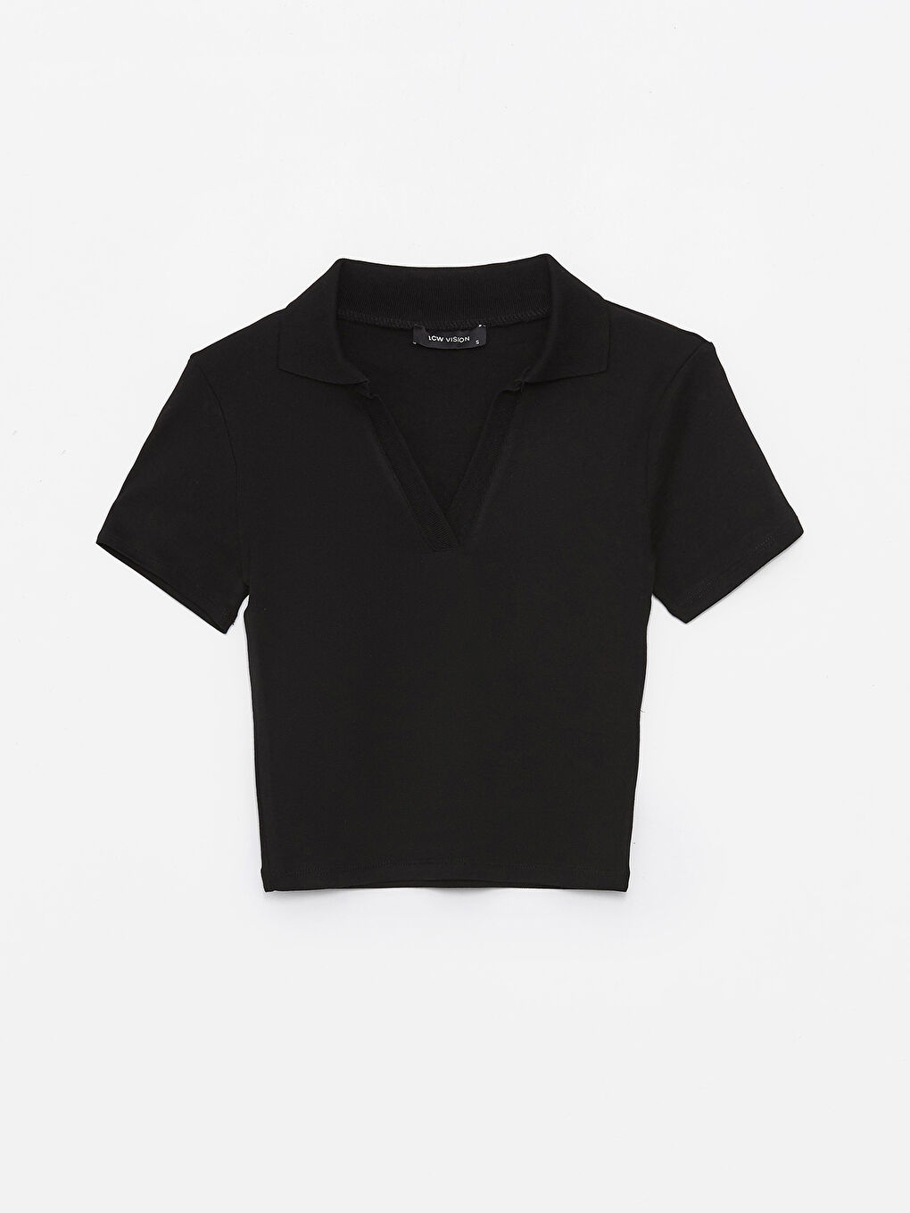 Polo Collar Straight Short Sleeve Crop Women's T-Shirt -S46735Z8-CVL