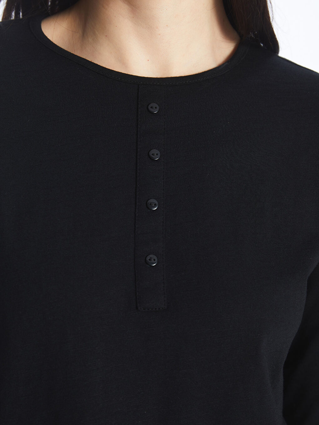 Crew Neck Plain Long Sleeve Women's T-Shirt-2