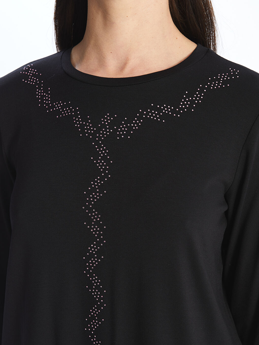 تيشيرت نسائي بأكمام طويلة وياقة مستديرة -S46749Z8-CVL