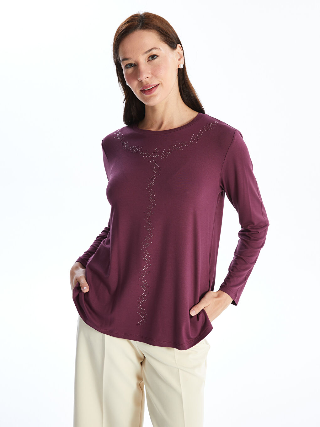 تیشێرت شەرابی ئافرەت -S46749Z8-HNN