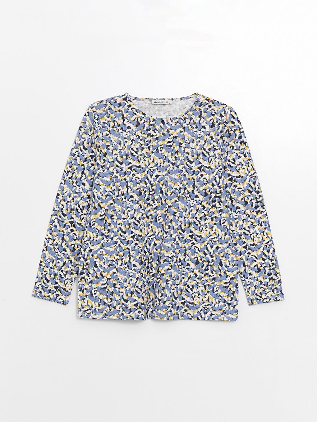 Crew Neck Patterned Long Sleeve Women's T-shirt -S46750Z8-LQK