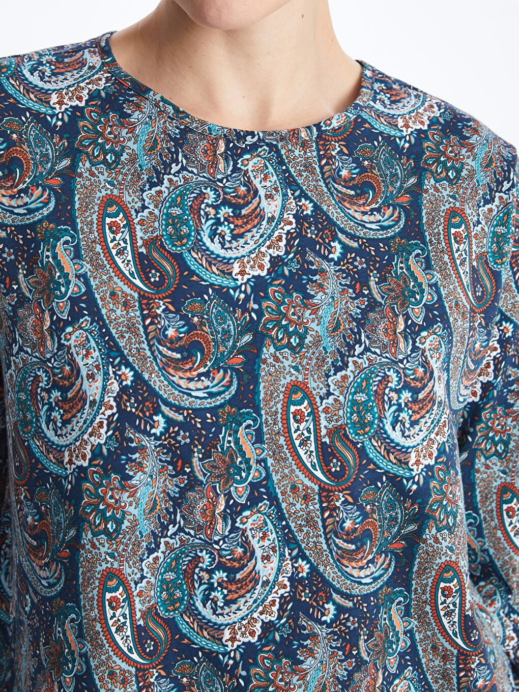 LCW Grace Crew Neck Patterned Long Sleeve Women's T-Shirt -S46750Z8-LQP