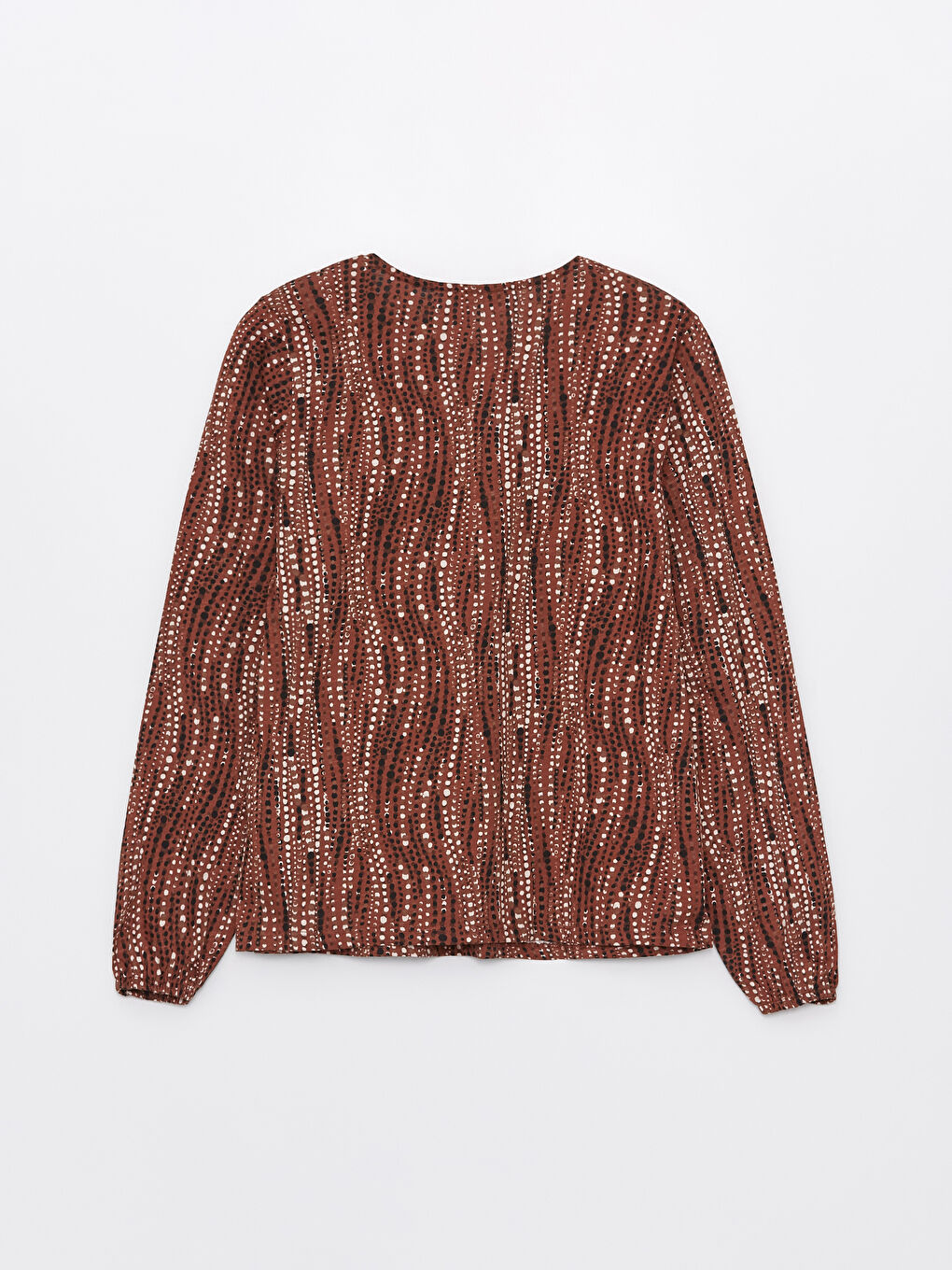 Tie Neck Patterned Long Sleeve Women's Blouse -S46752Z8-LR3