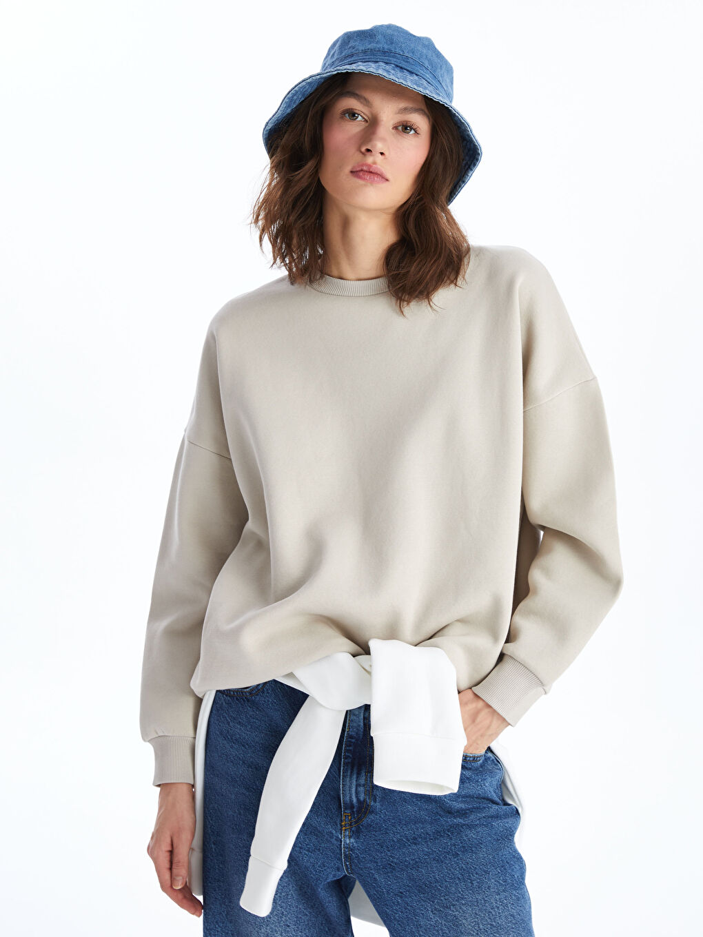 Crew Neck Oversize Women's Thick Sweatshirt -S46764Z8-QYF