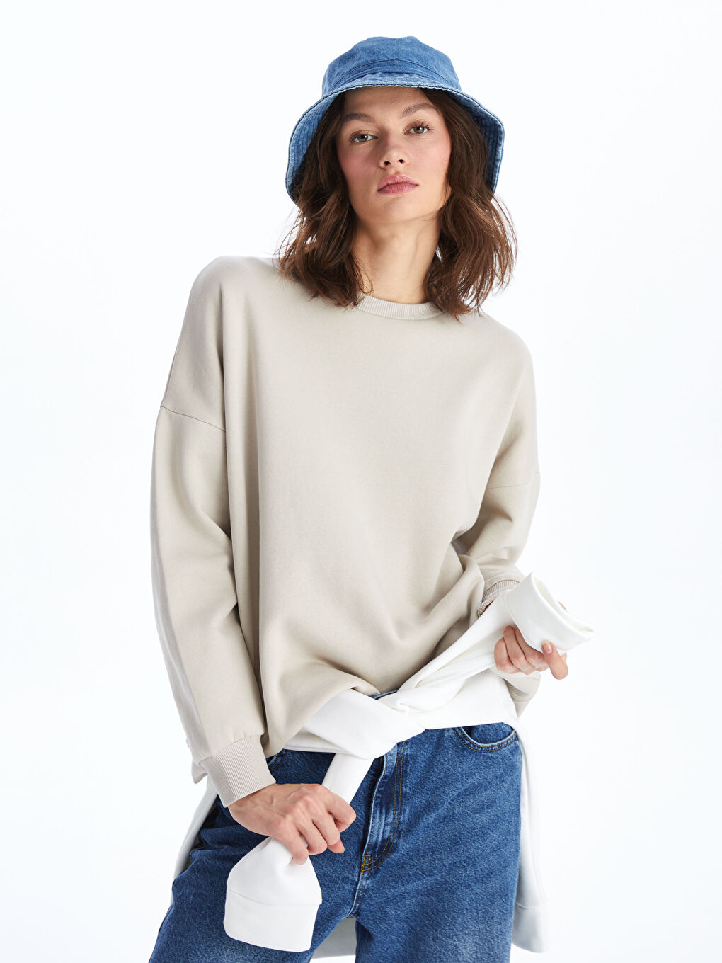Crew Neck Oversize Women's Thick Sweatshirt -S46764Z8-QYF