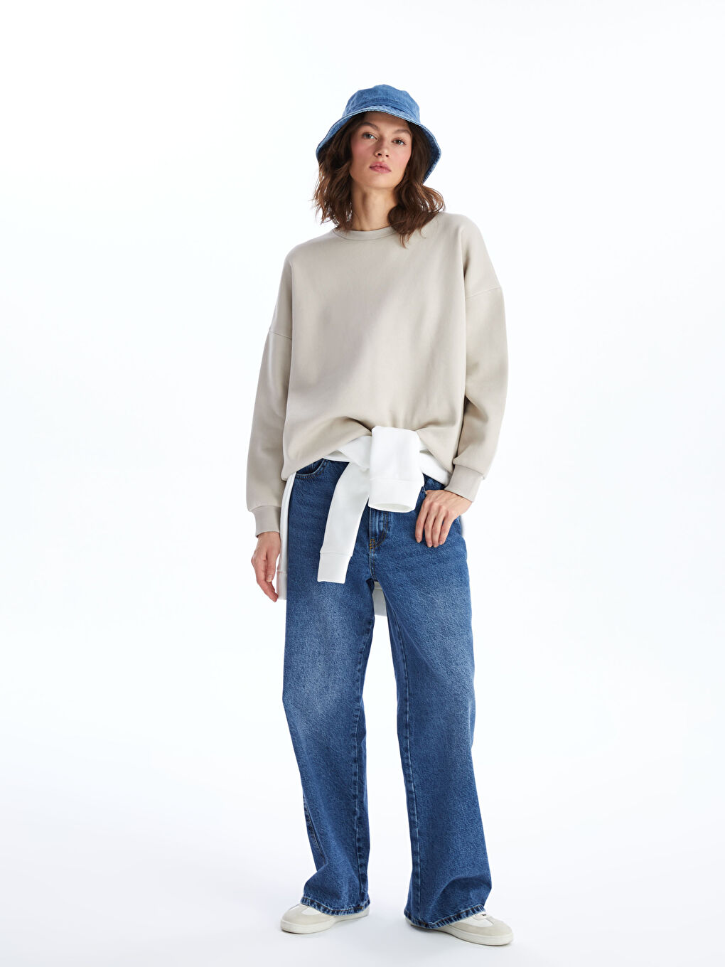 Crew Neck Oversize Women's Thick Sweatshirt -S46764Z8-QYF