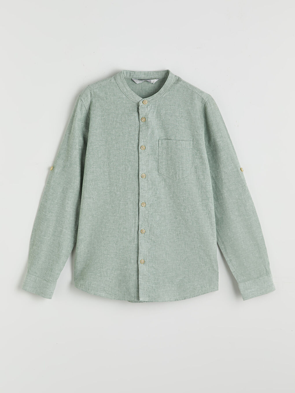 Grandad Collar Linen Blend Boys' Shirt -S46766Z4-GX7