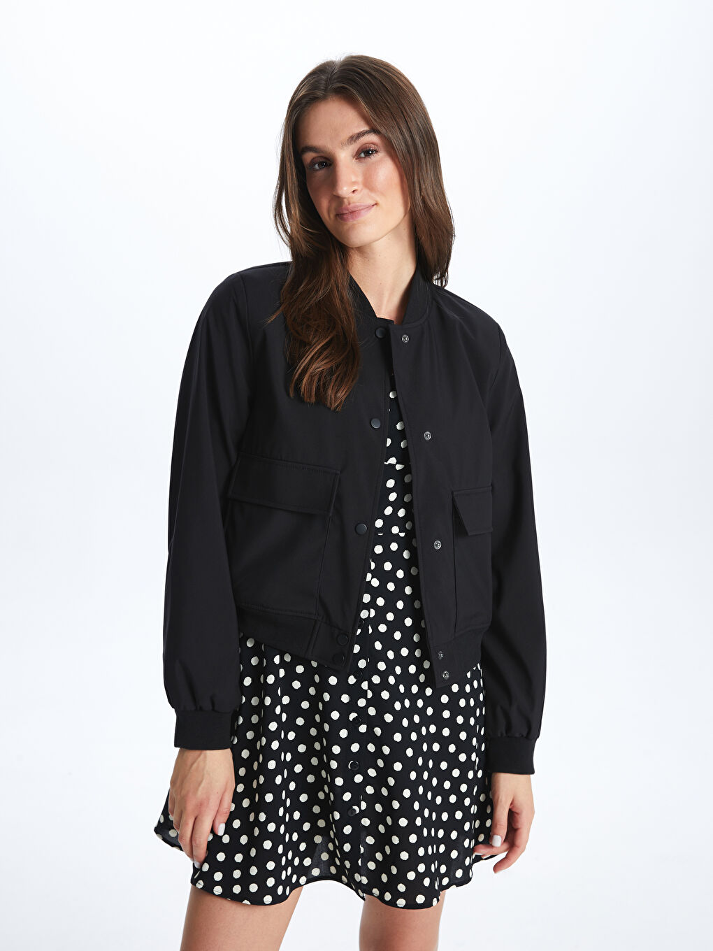 Women's College Collar Plain Puffer Jacket -S46797Z8-CVL