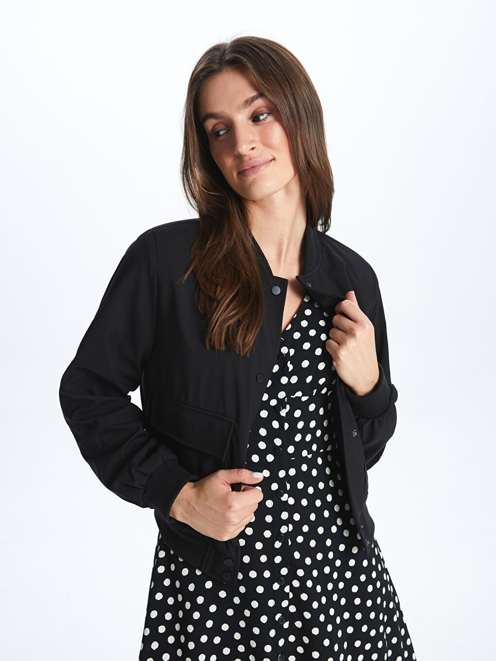 Women's College Collar Plain Puffer Jacket -S46797Z8-CVL
