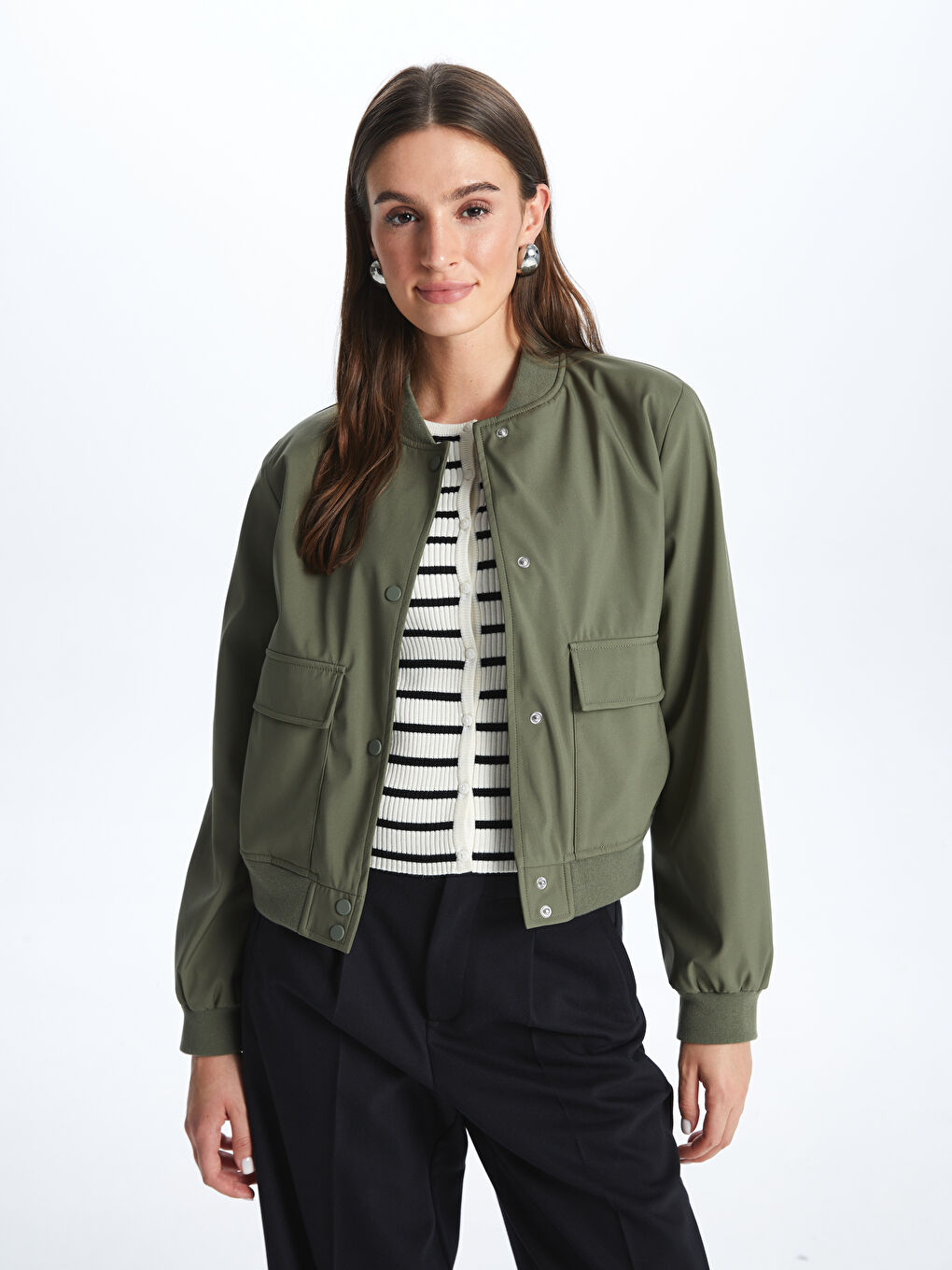 LCW Vision Women's College Collar Plain Puffer Jacket -S46797Z8-VVN