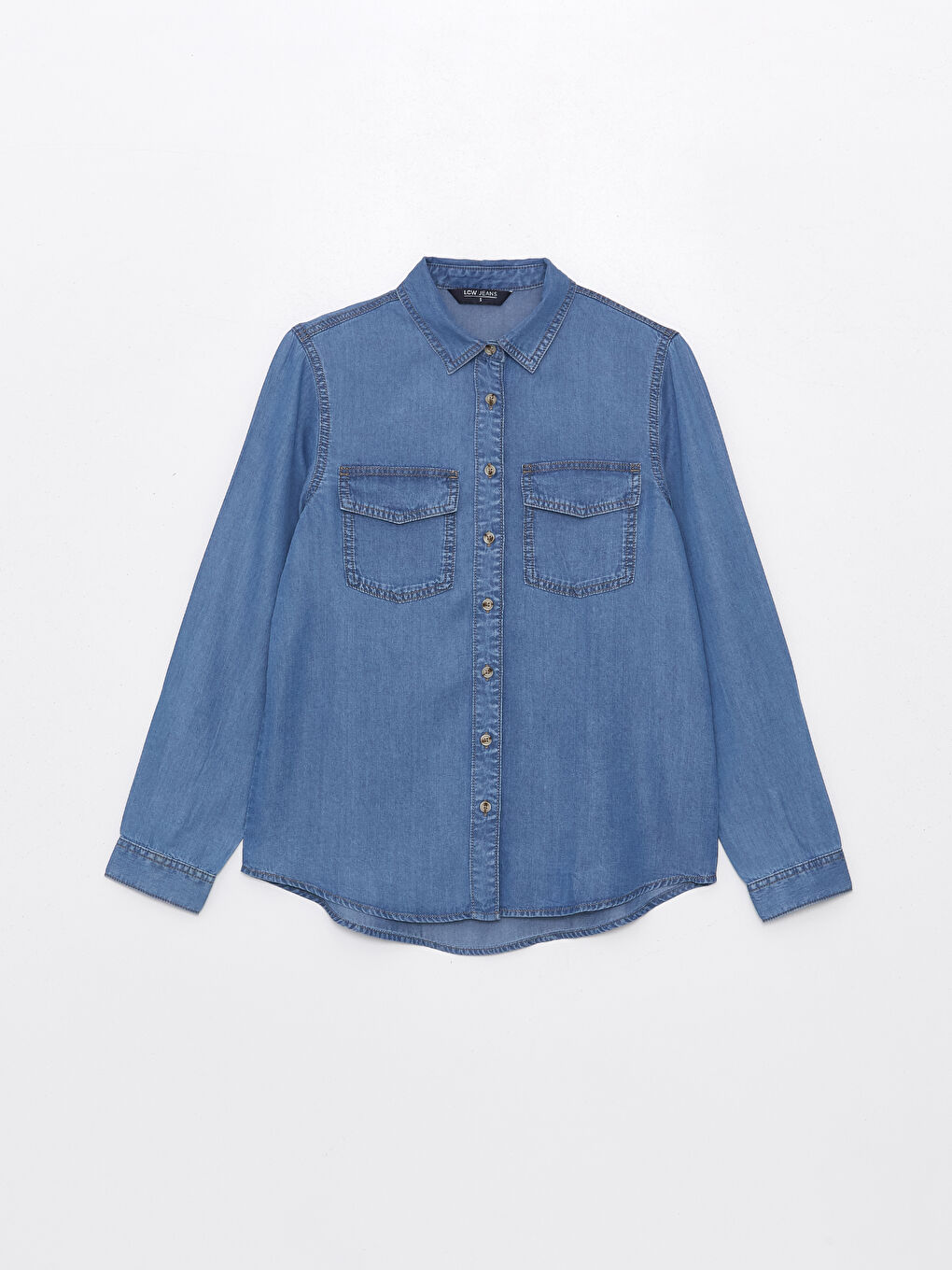 Plain Long Sleeve Women's Denim Shirt -S46801Z8-507