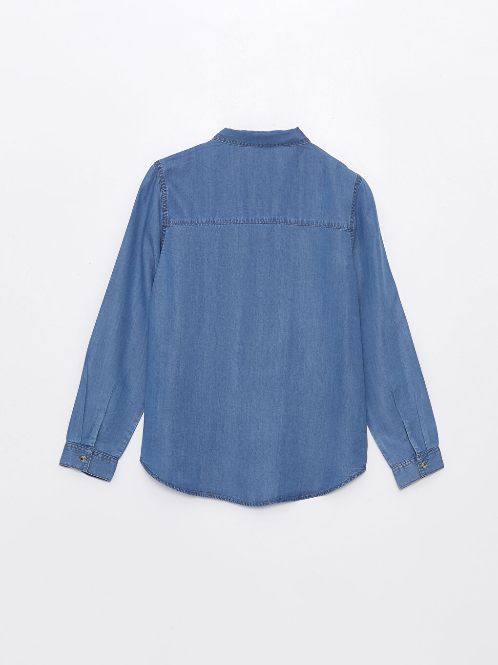 Plain Long Sleeve Women's Denim Shirt -S46801Z8-507