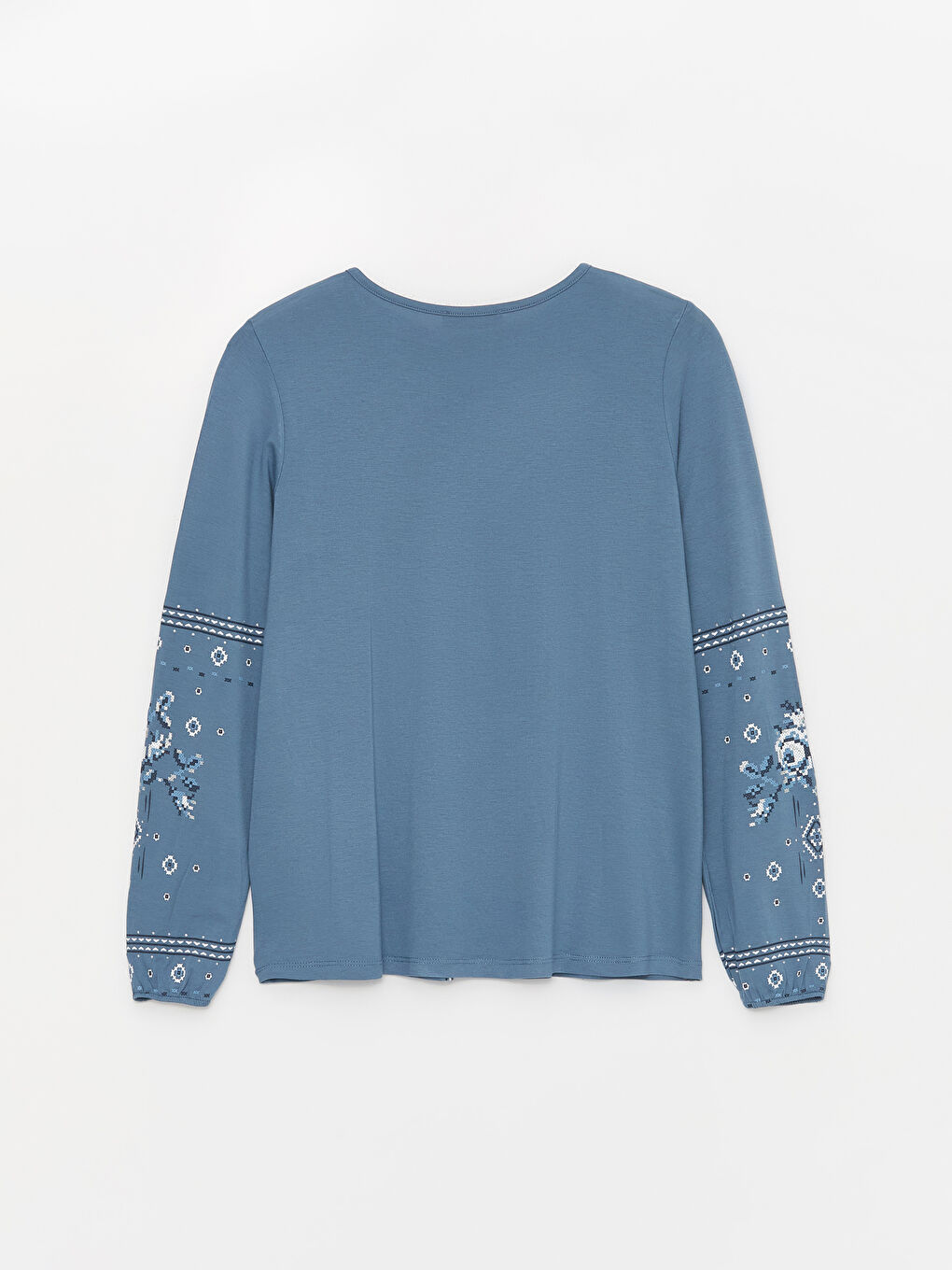 LCW Grace Tie Neck Printed Long Sleeve Women's Blouse -S46835Z8-R2E