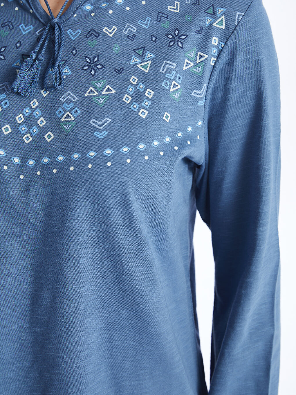 LCW Grace Tie Neck Patterned Long Sleeve Women's Blouse -S46843Z8-KZZ