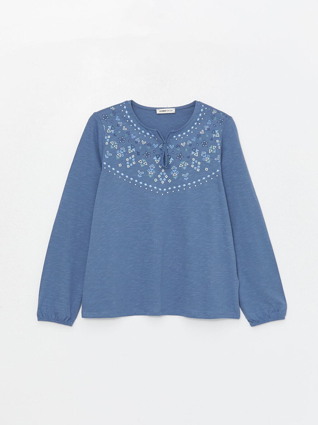 LCW Grace Tie Neck Patterned Long Sleeve Women's Blouse -S46843Z8-KZZ