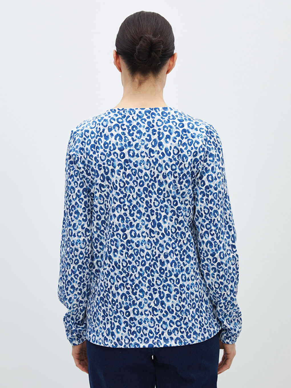 Tie Neck Patterned Long Sleeve Women's Blouse -S46846Z8-SWE