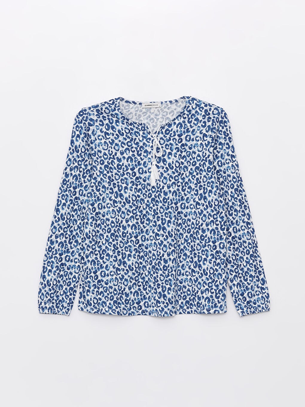 Tie Neck Patterned Long Sleeve Women's Blouse -S46846Z8-SWE