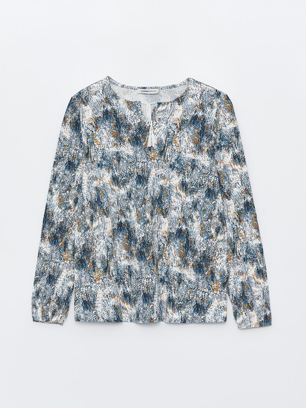 LCW Grace Tie Neck Patterned Long Sleeve Women's Blouse -S46846Z8-LRA
