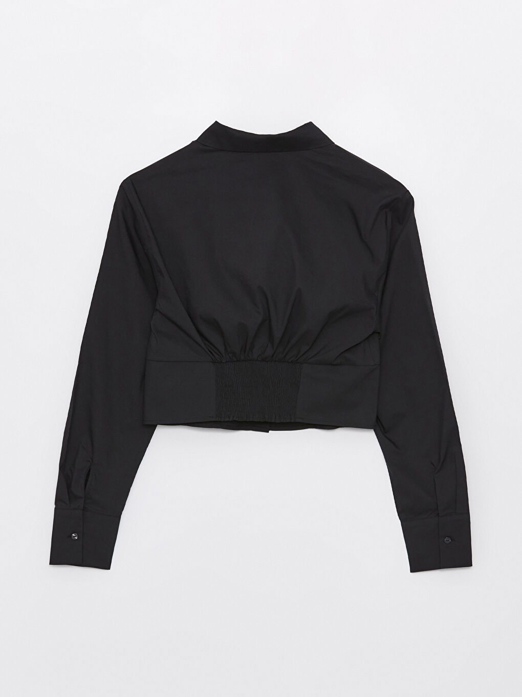 LCW Vision Siyah Crop Poplin Kadın Gömlek - 6