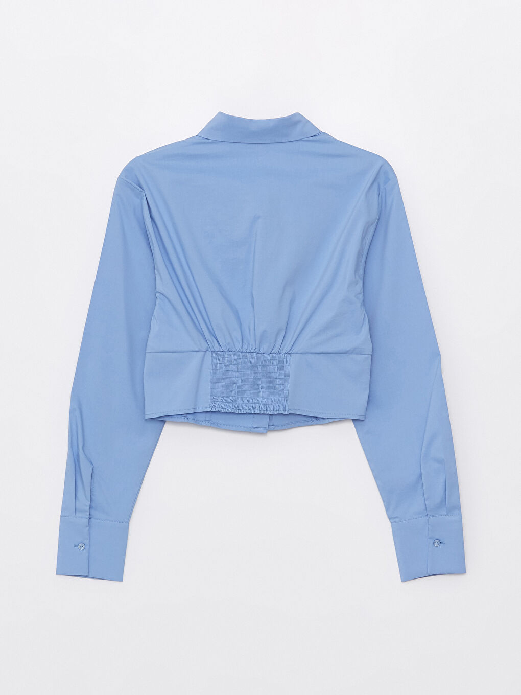 LCW Vision Mavi Crop Poplin Kadın Gömlek - 6