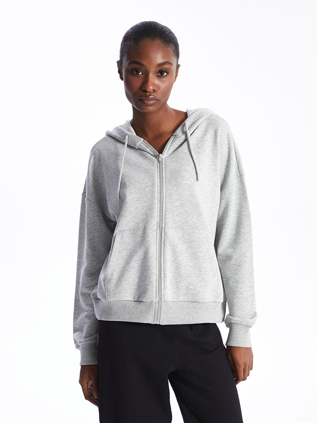 Hooded Oversized Women's Zip-Up Sweatshirt -S46858Z8-EEZ