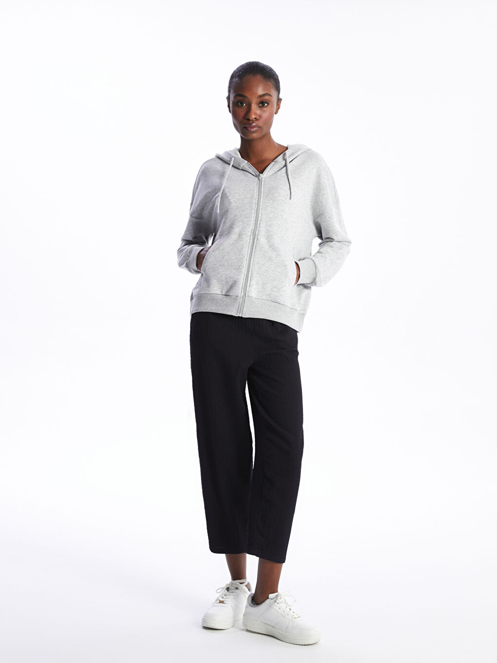 Hooded Oversized Women's Zip-Up Sweatshirt -S46858Z8-EEZ
