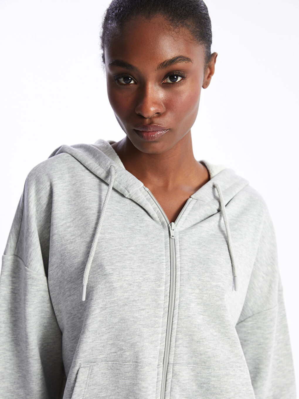 Hooded Oversized Women's Zip-Up Sweatshirt -S46858Z8-EEZ