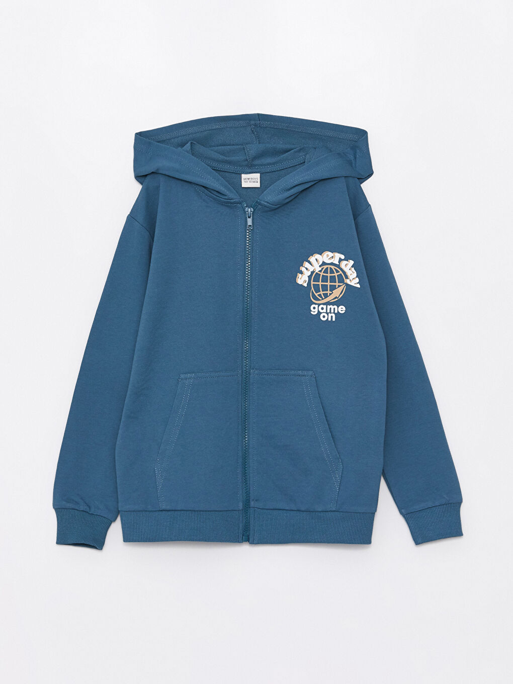 Hooded Printed Long Sleeve Boy Zippered Sweatshirt -S46906Z4-HMV