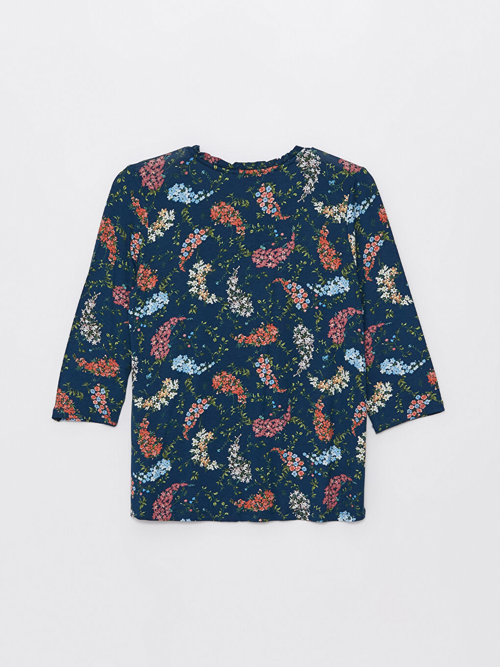 Tie Collar Patterned Women's T-Shirt -S46920Z8-F9C